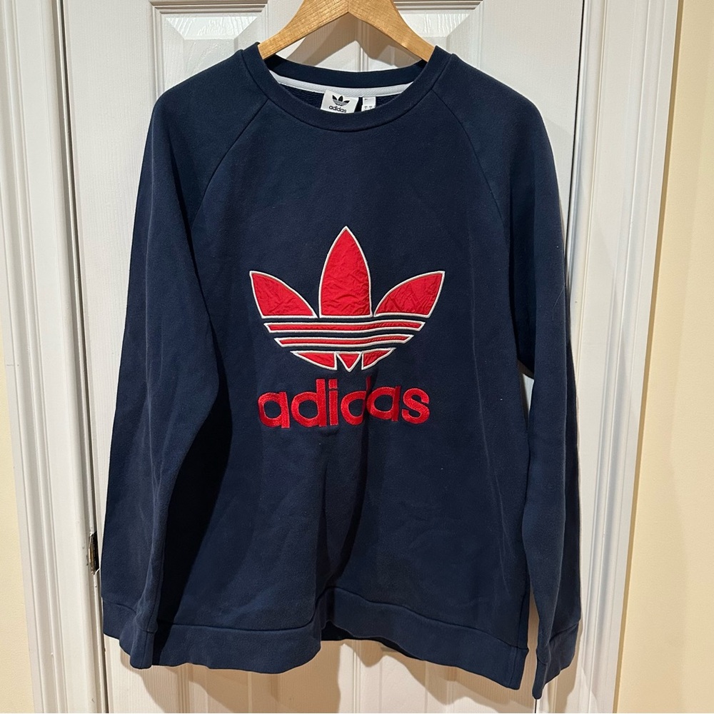 Adidas Trefoil vintage Large Crewneck sweatshirt navy blue